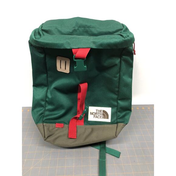 The North Face Top Loader Day Pack Back Green and Red Great Cond. - Picture 1 of 4
